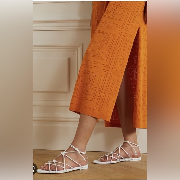 VINCE Kenna Leather Strappy Ankle-Tie Sandals, Orange - 6.5 - Picture 2 of 6